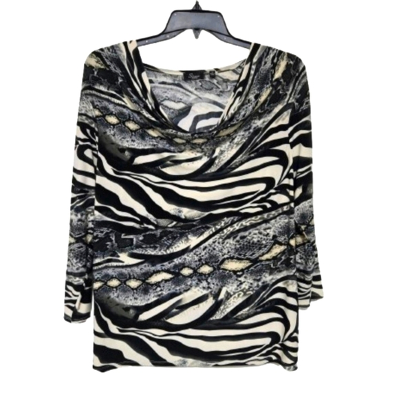 STRAZZI Animal Print Blouse Women's Size 1X Silky Lightweight 3/4 Sleeve - Picture 1 of 13